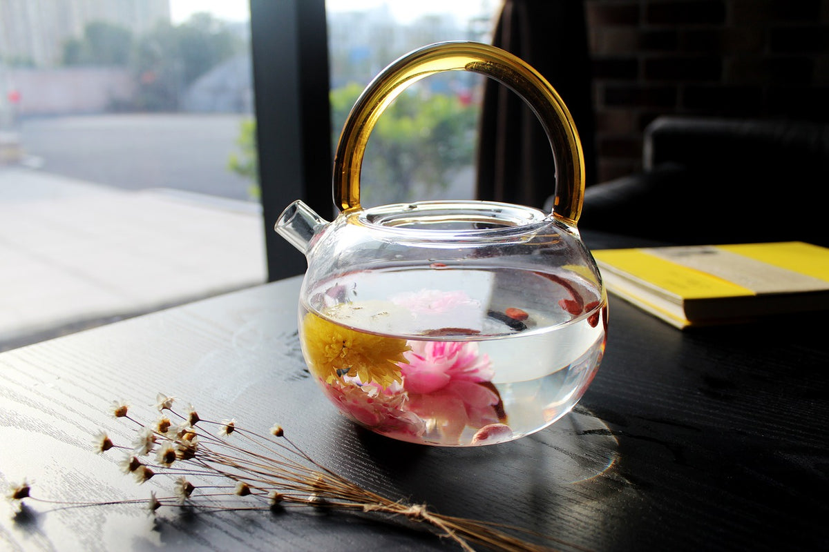 CnGlass Glass Tea Kettle Stovetop Safe, Clear Glass Teapot with Removable  Infuse